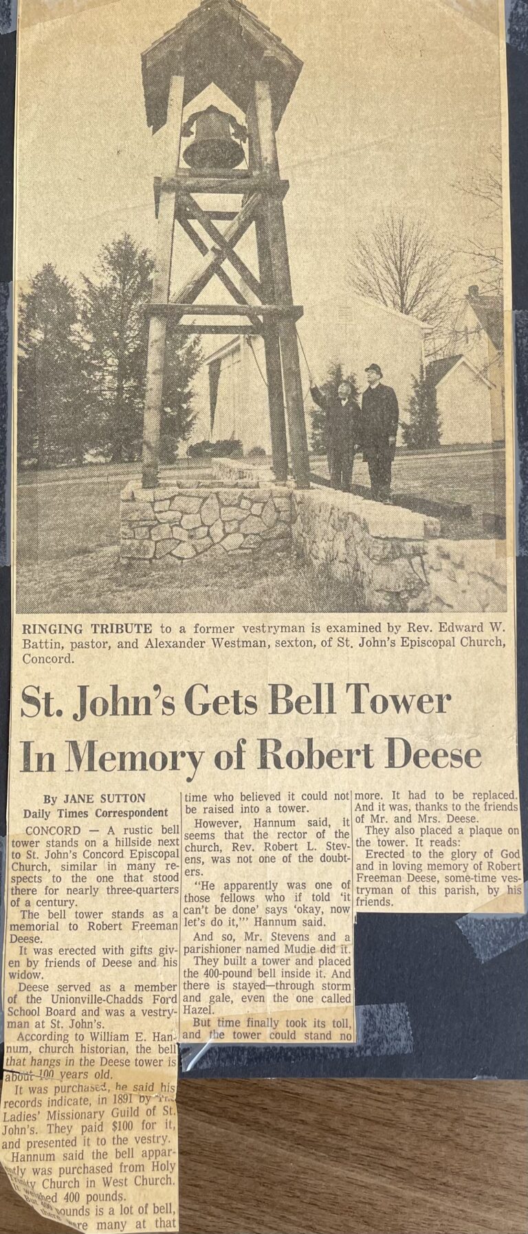 Cemetery Bell Tower history