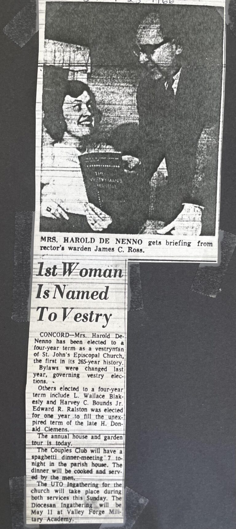 First Woman on Vestry, March 23, 1966